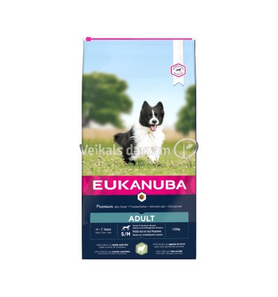 EUKANUBA ADULT SMALL & MEDIUM BREED LAMB & RICE 2,5 KG SUŅIEM