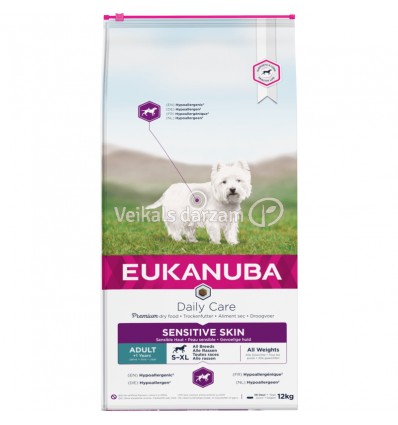 EUKANUBA DAILY CARE SENSITIVE SKIN ALL BREEDS 12 KG SUŅIEM