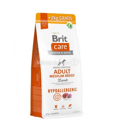 BRIT CARE ADULT M LAMB&RICE 12+2KG SUŅIEM