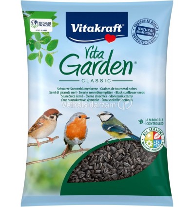 VITAKRAFT CLASSIC SUNFLOWERSEEDS BLACK 3KG SAULESPUĶU SĒKLAS