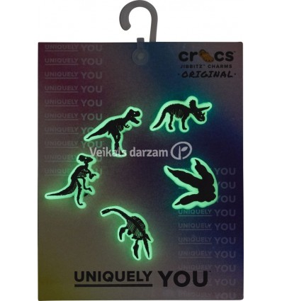 CROCS AKSESUARAI GLOW IN THE DARK DINO 5GAB