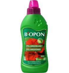 BIOPON ŠĶIDRAIS MĒSLOJUMS PELARGONIJĀM UN BALKONA PUĶĒM 0,5 L