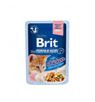 BRIT PREMIUM DELICATE FILLETS IN GRAVY WITH CHICKEN 85G KAĶĒNIEM