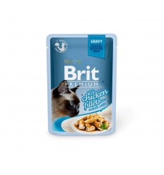 BRIT PREMIUM DELICATE FILLETS IN GRAVY WITH CHICKEN 85G KAĶIEM