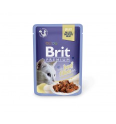 BRIT PREMIUM DELICATE FILLETS IN JELLY WITH BEEF 85G KAĶIEM